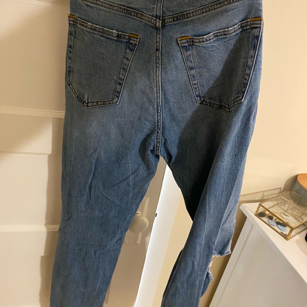 Abercrombie high rise curve love ankle straight jeans distressed